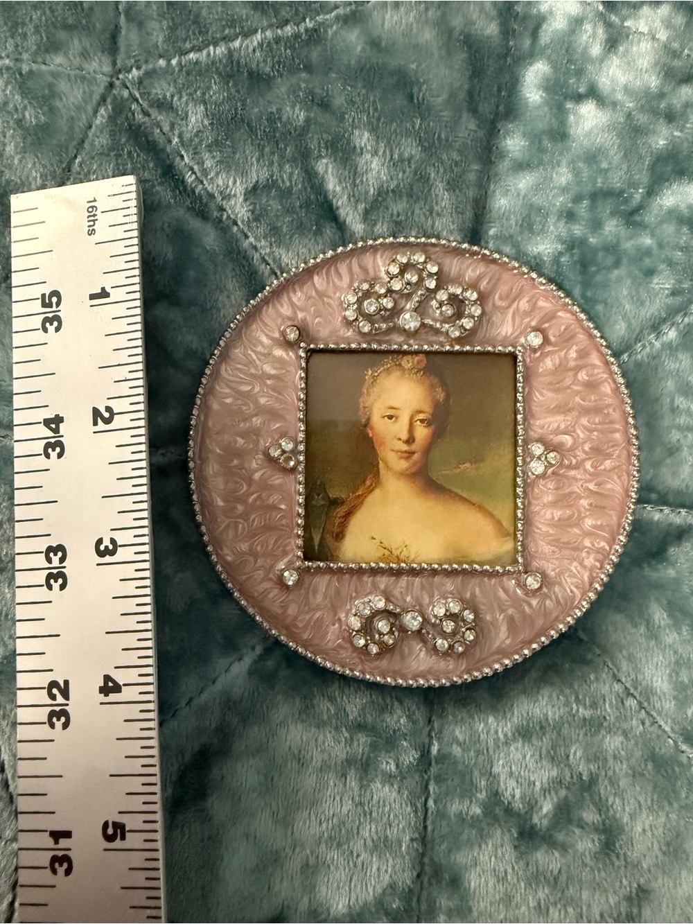 Vintage Jeweled Round Picture Frame - Picture 2 of 3